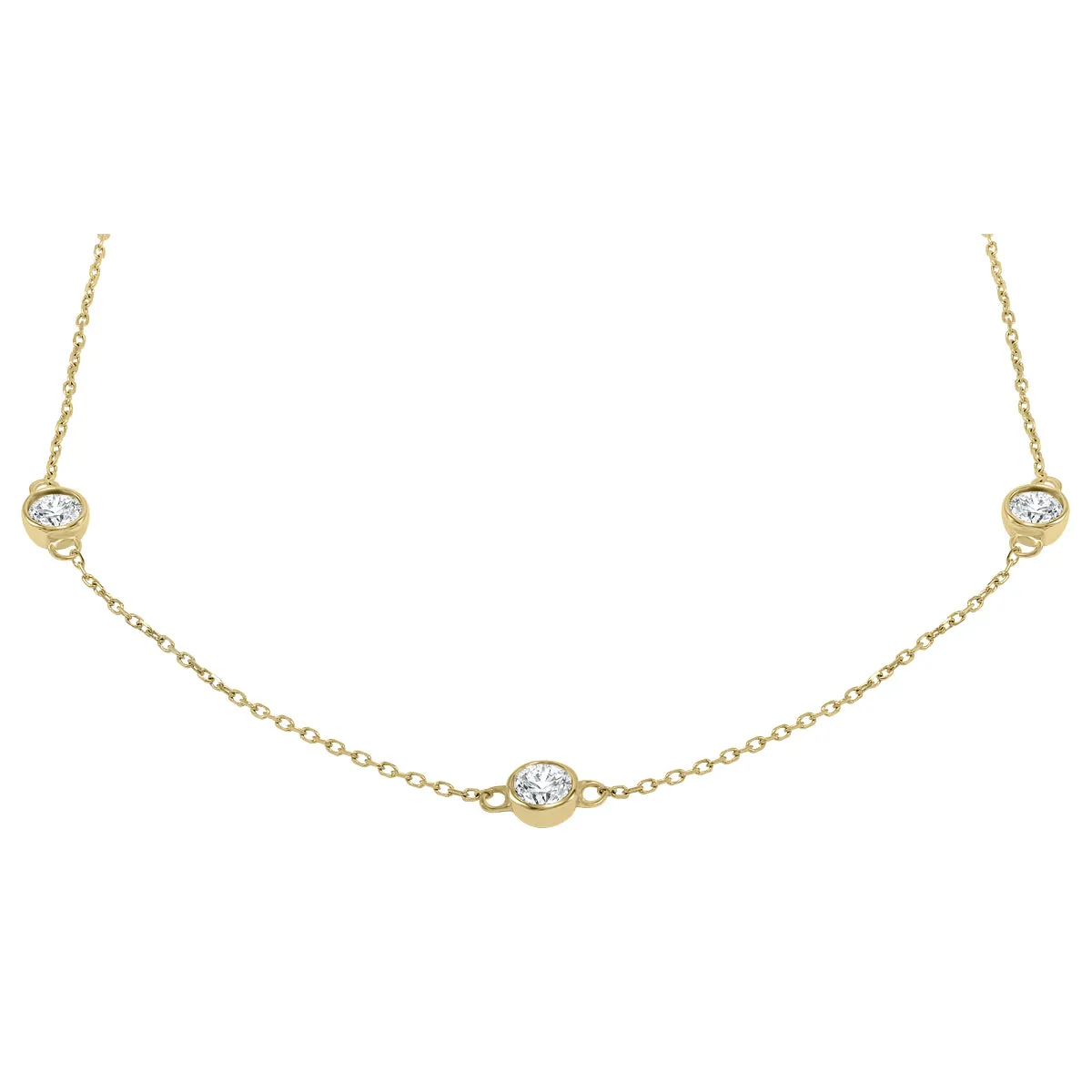 1 1/2 Carat Tw Bezel Set Diamond Station Necklace In 14K