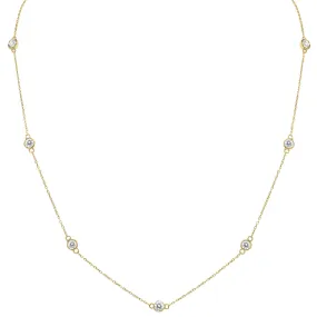 1 1/2 Carat Tw Bezel Set Diamond Station Necklace In 14K