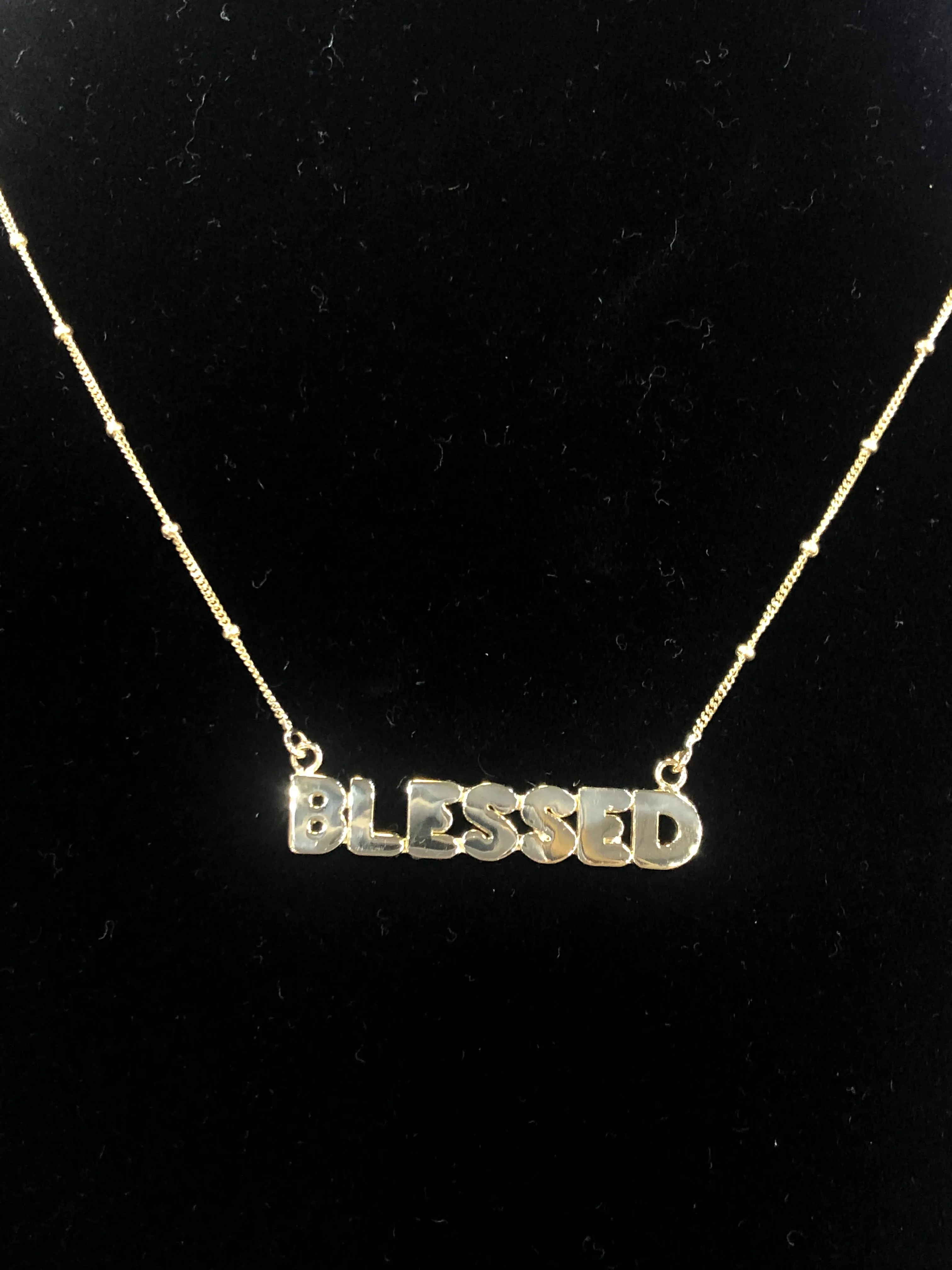 14K Gold 'BLESSED' with Ball Chain