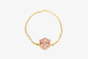 14k Gold Pink Tourmaline Hexagon Chain Ring