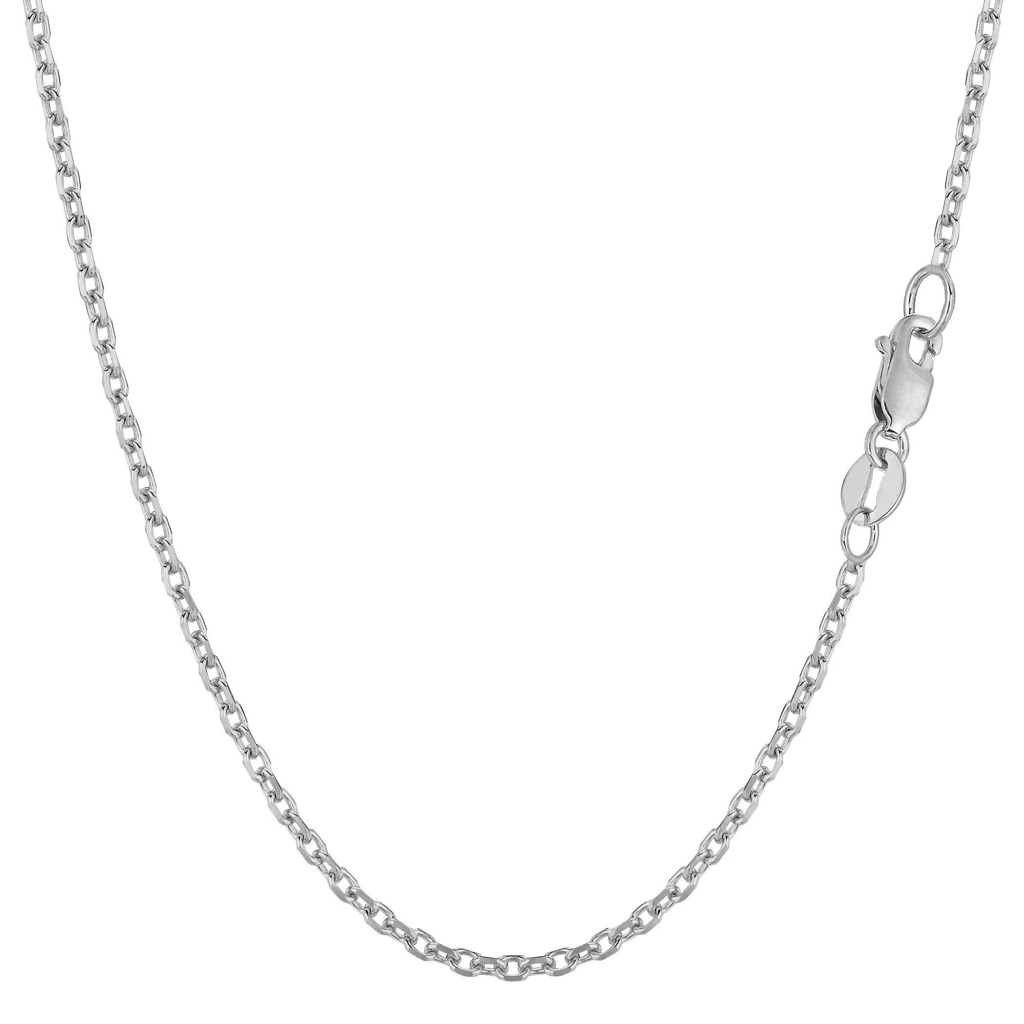 14k White Gold Cable Link Chain Necklace, 1.9mm