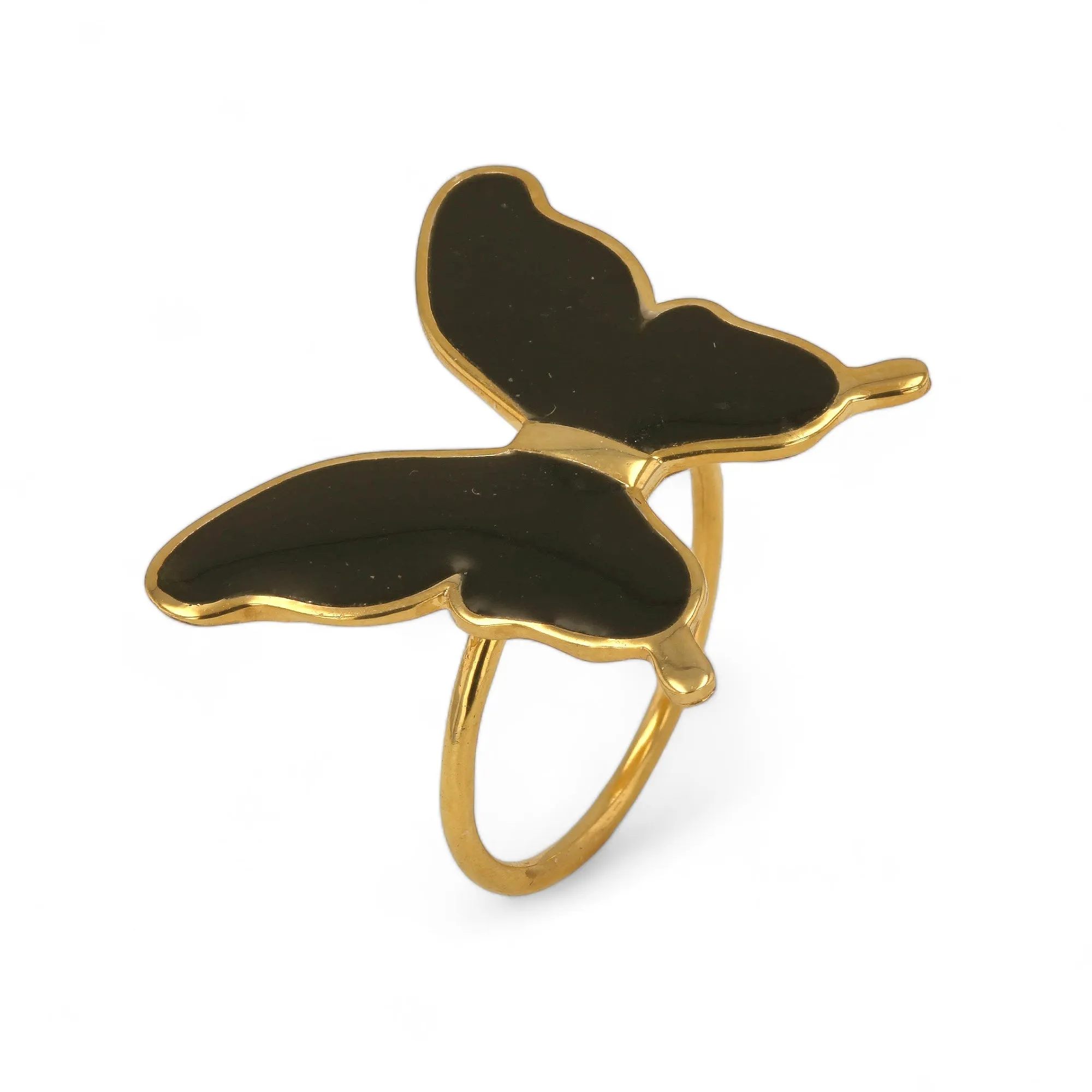 14K Yellow gold enamel butterfly ring-53038