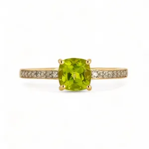 14K Yellow gold kiwi period diamonds solitary ring-31958