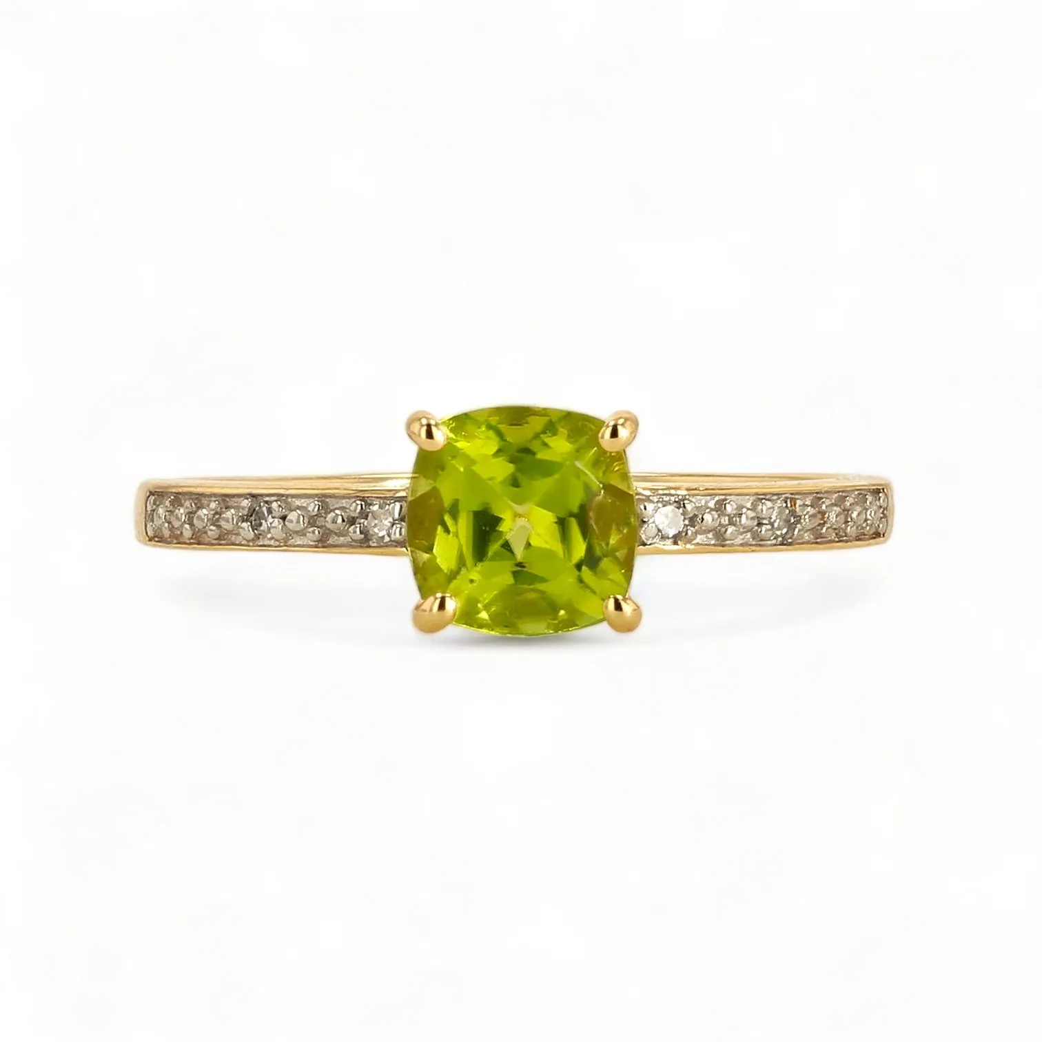 14K Yellow gold kiwi period diamonds solitary ring-31958