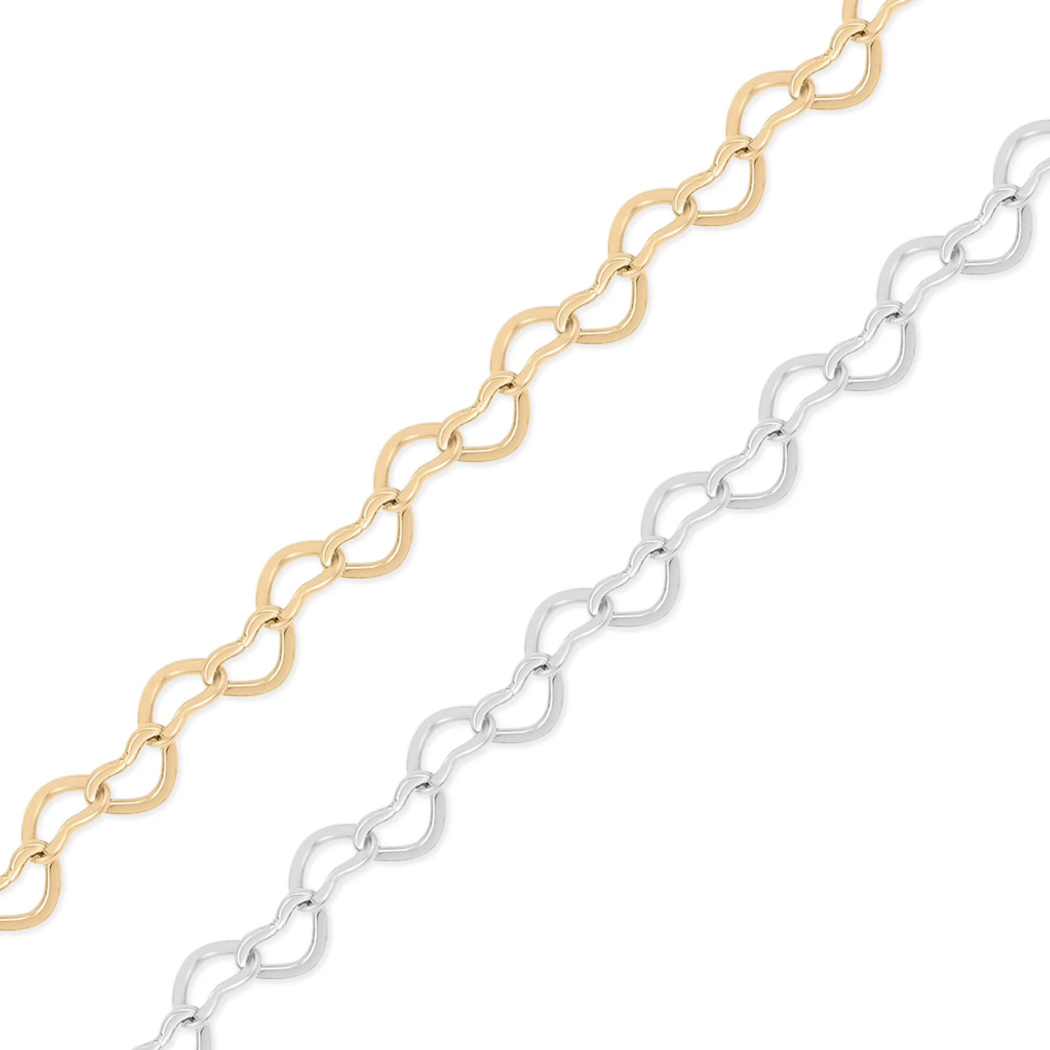 18K Gold PVD Stainless Steel Heart Chain - By The Foot / SPL1031