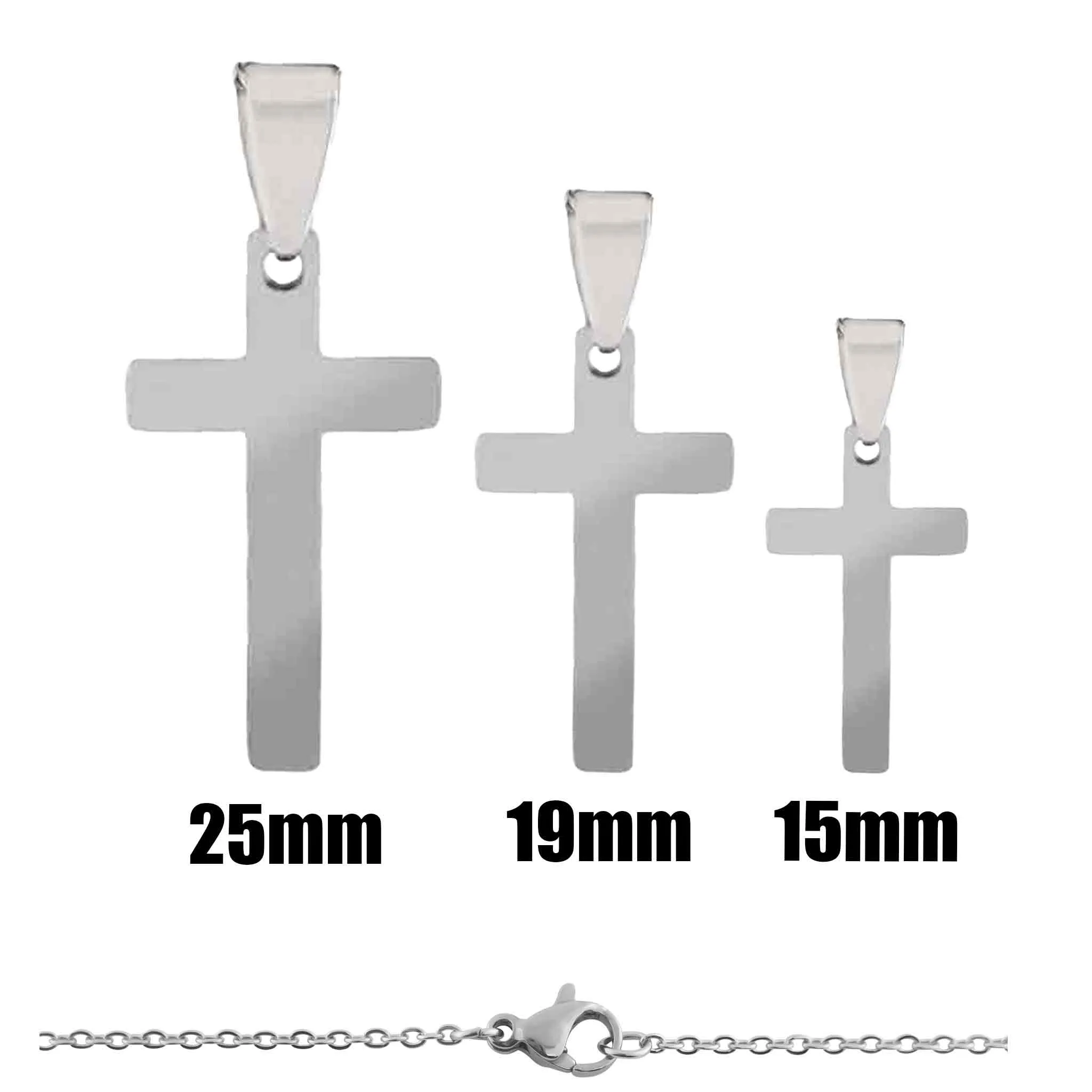 18K PVD Coated Stainless Steel Engravable Cross Pendant Necklace / SBB0286