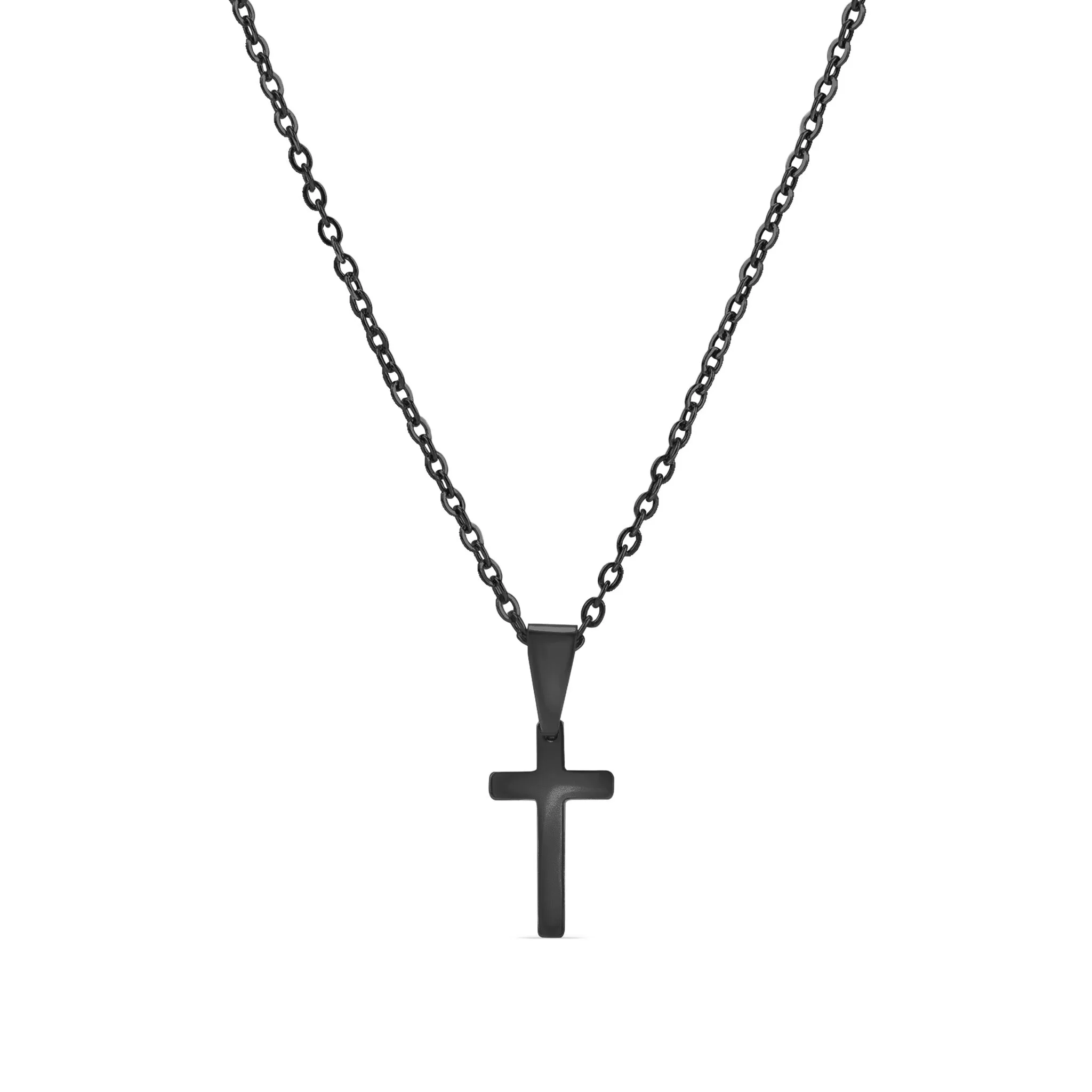 18K PVD Coated Stainless Steel Engravable Cross Pendant Necklace / SBB0286