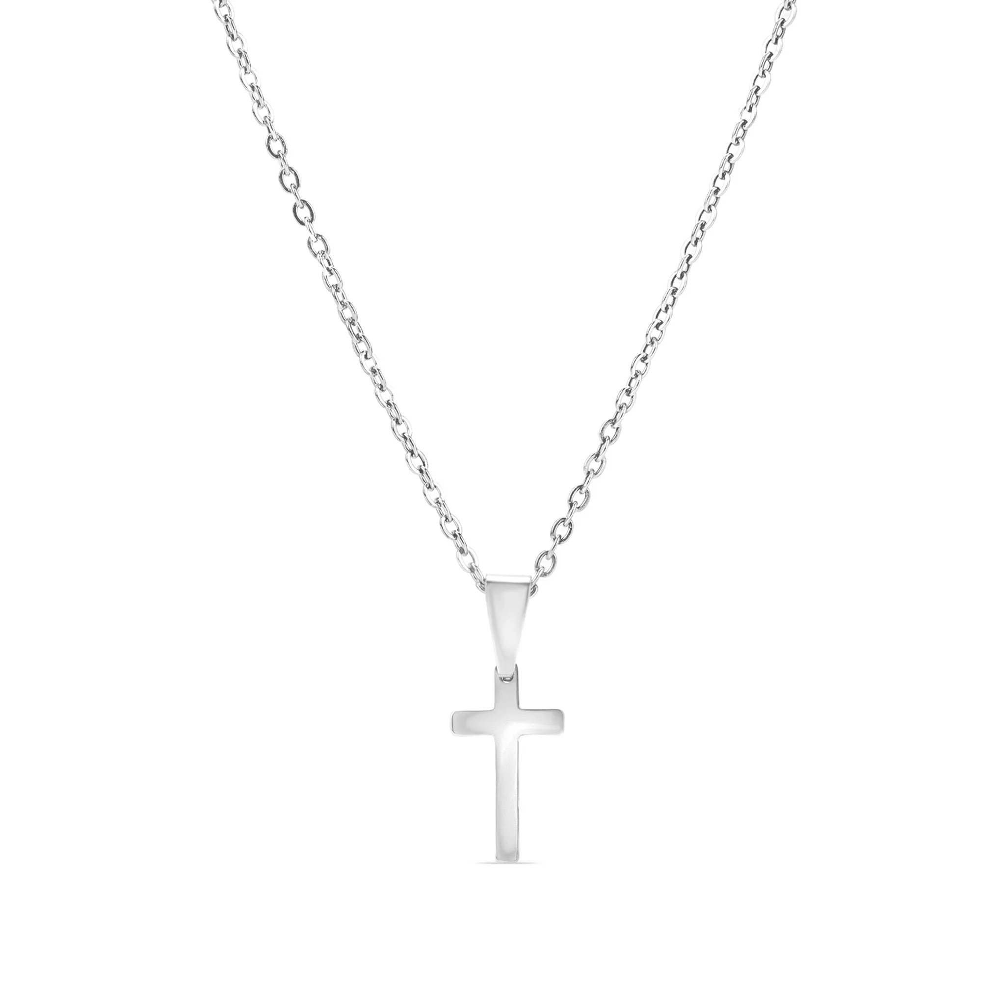 18K PVD Coated Stainless Steel Engravable Cross Pendant Necklace / SBB0286