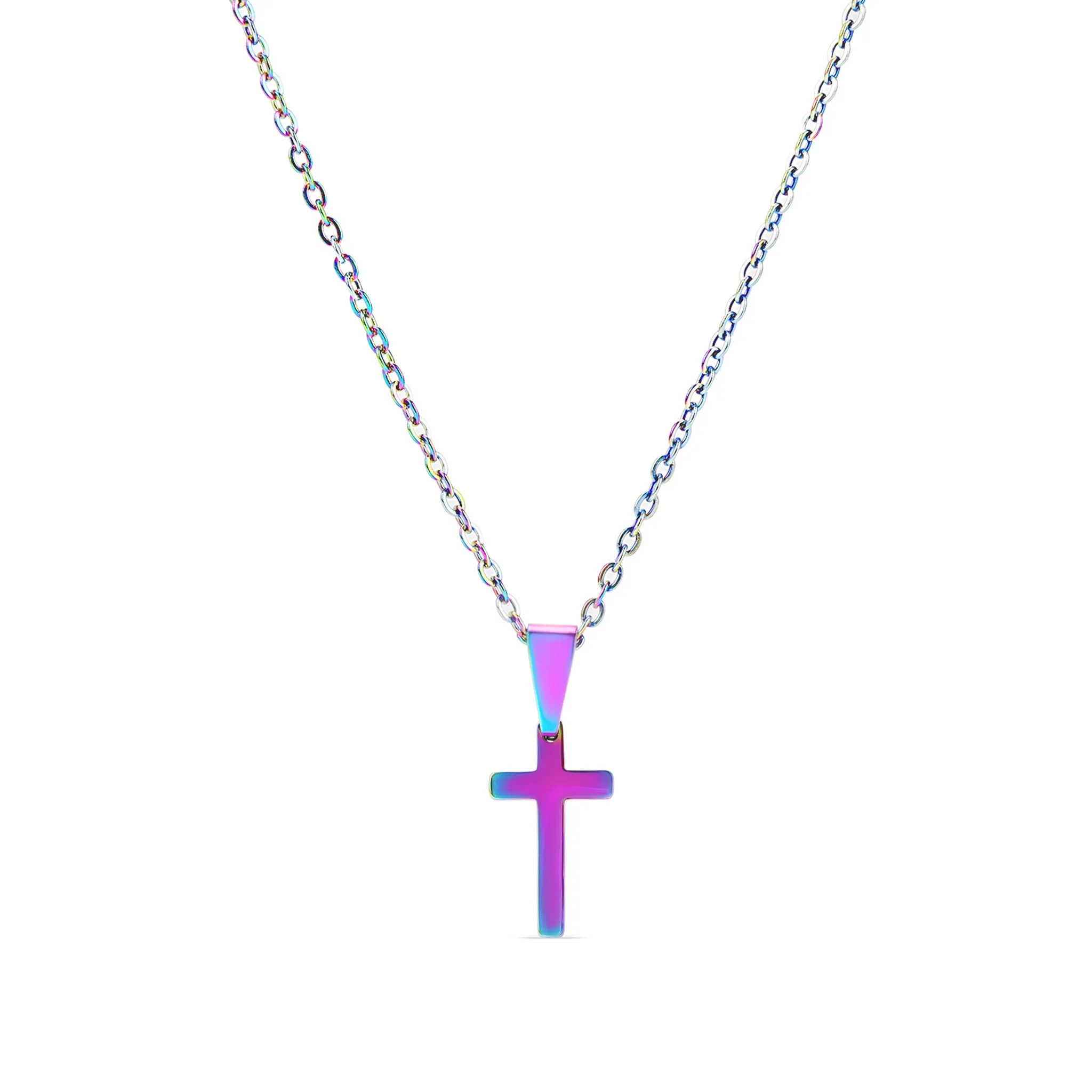 18K PVD Coated Stainless Steel Engravable Cross Pendant Necklace / SBB0286