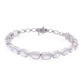 18K WHITE GOLD FANCY MIXED-CUT DIAMOND 5.19CTW AND ROUND DIAMOND 1.16CTW BRACELET