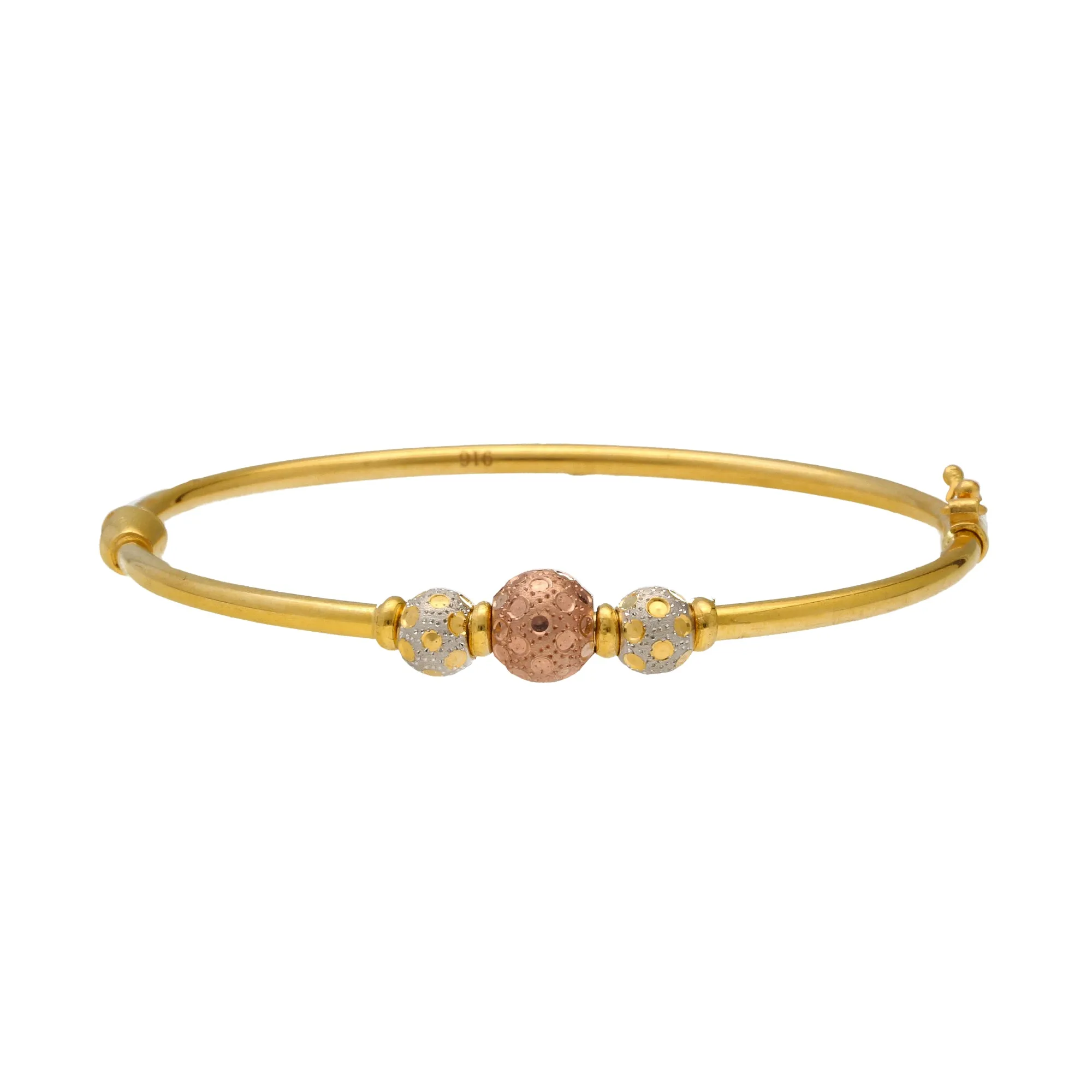 22K Multi-Tone Gold Ball Bead Bangle (10.5gm)