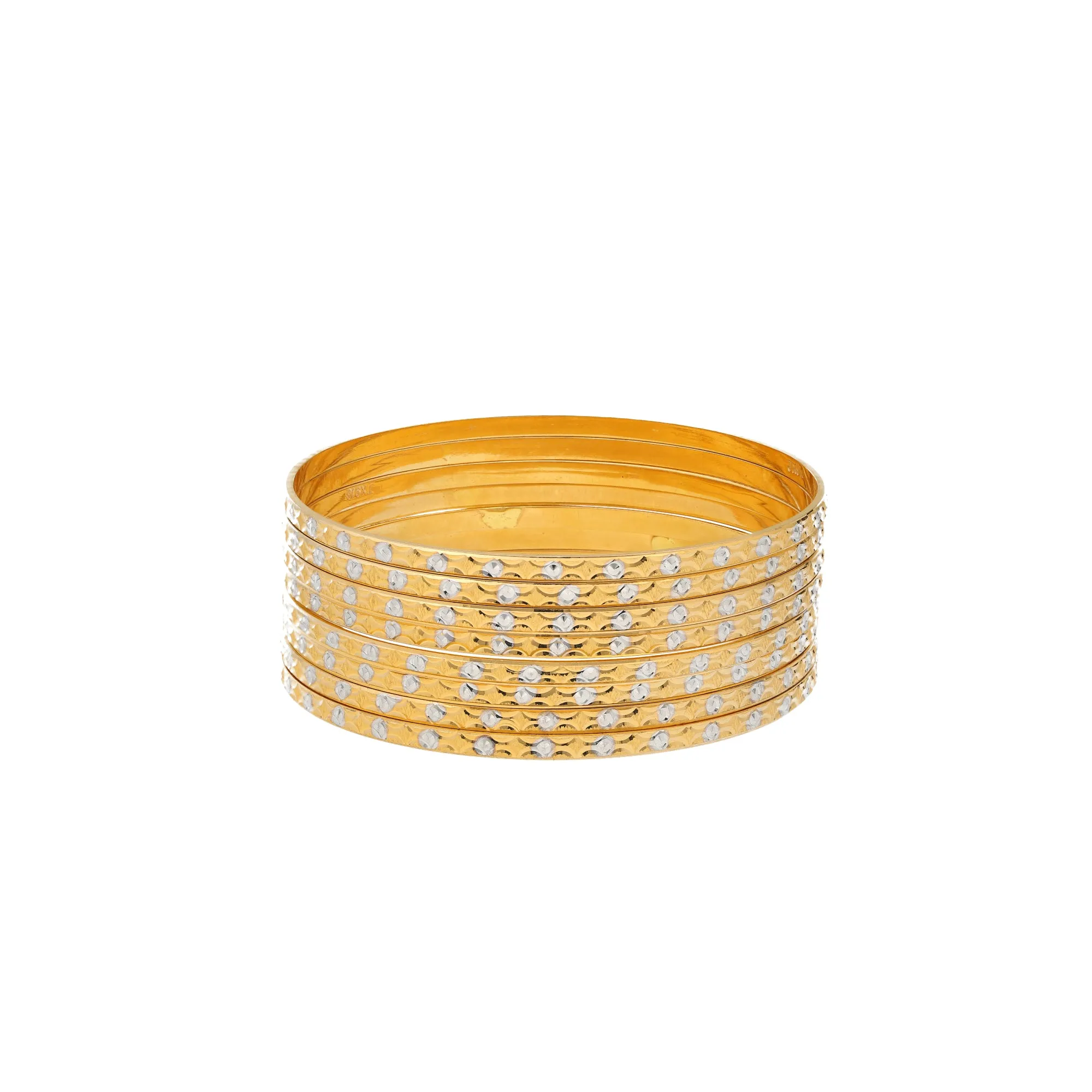 22K Yellow & White Gold Bangle Set of 8 (81.8gm)