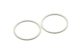 Set of 12 Antique Silver Plated Brass 28mm Circle Connectors (28x1x1mm) - Perfect for Jewelry Making and Craft Projects (A2254 H0584)