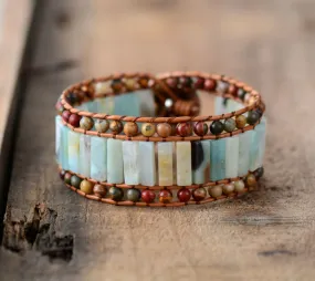 3 Row Amazonite Cuff Beaded Bracelet