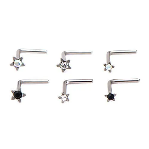 316L Surgical Steel WildKlass Nose L-Bend with CZ Gem Star Top