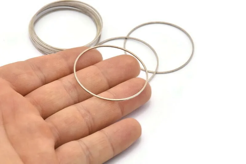 40mm Silver Rings - 12 Antique Silver Brass Circle Connectors (40x0.8x0.8mm) Bs 1110 H0012