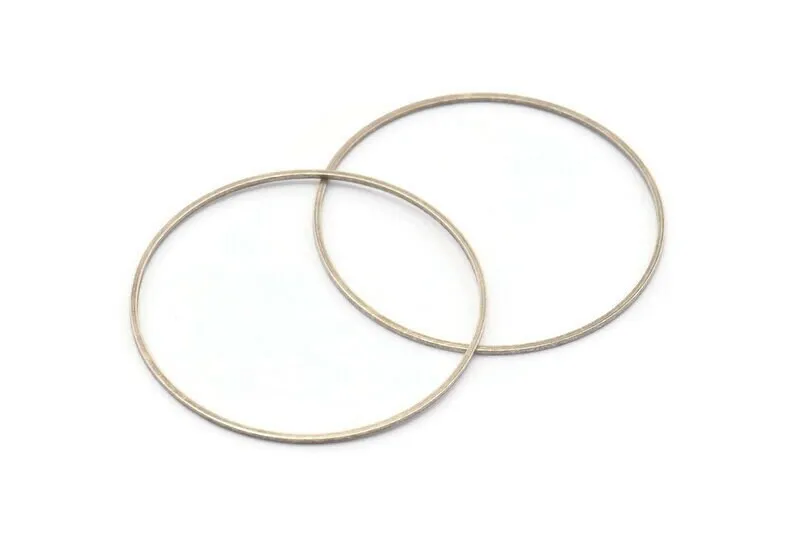 40mm Silver Rings - 12 Antique Silver Brass Circle Connectors (40x0.8x0.8mm) Bs 1110 H0012