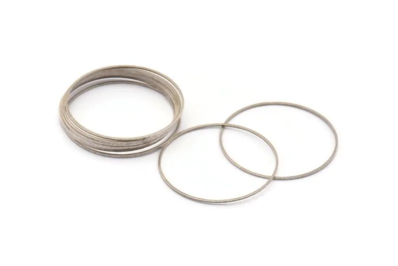 40mm Silver Rings - 12 Antique Silver Brass Circle Connectors (40x0.8x0.8mm) Bs 1110 H0012