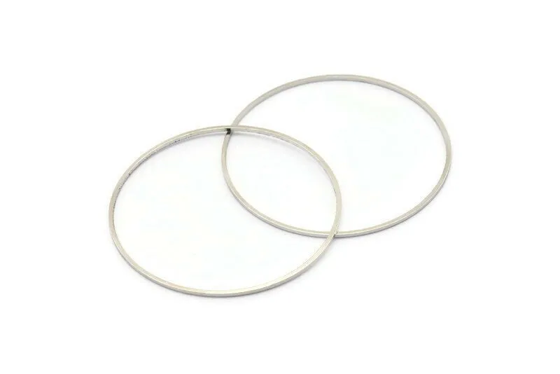 40mm Silver Rings - 48 Silver Brass Circle Connectors (40x0.8mm) D0392