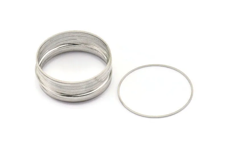 40mm Silver Rings - 48 Silver Brass Circle Connectors (40x0.8mm) D0392