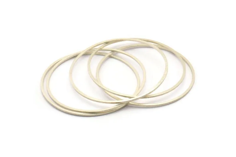 45mm Silver Rings - 12 Antique Silver Brass  Circle Connectors (45x1x1mm) BS 1084 H0013