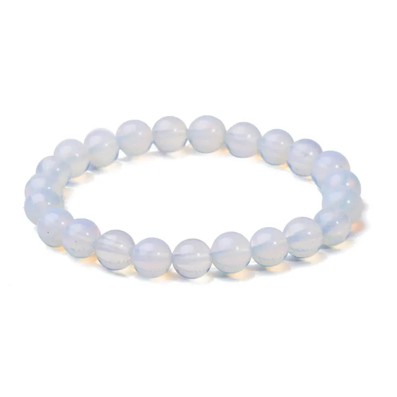 8mm Natural Rainbow Moonstone Bead Bracelet