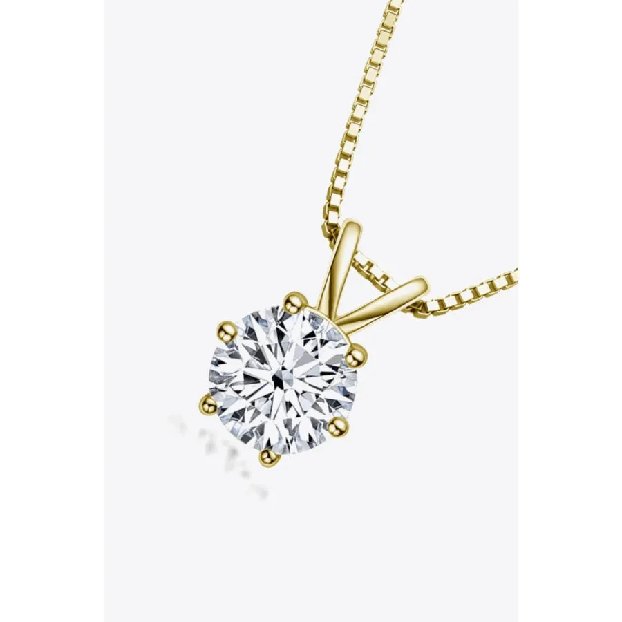 925 Sterling Silver 1 Carat Moissanite Pendant Necklace