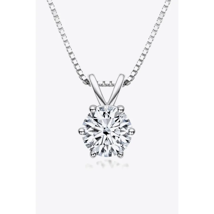 925 Sterling Silver 1 Carat Moissanite Pendant Necklace