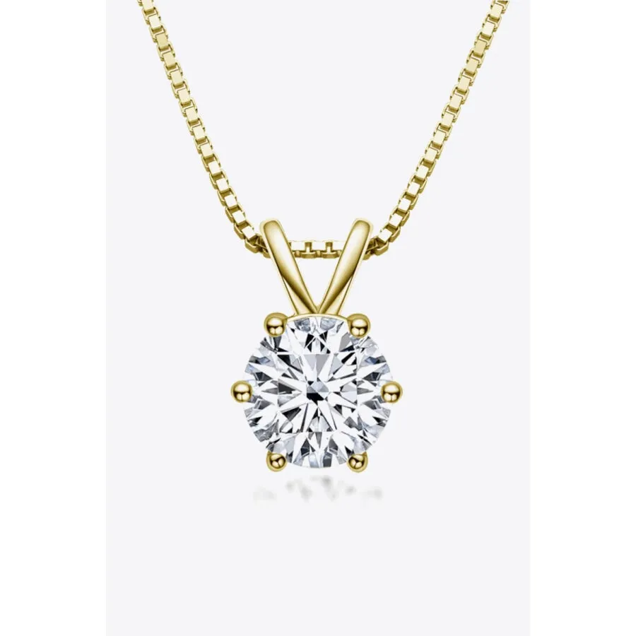 925 Sterling Silver 1 Carat Moissanite Pendant Necklace