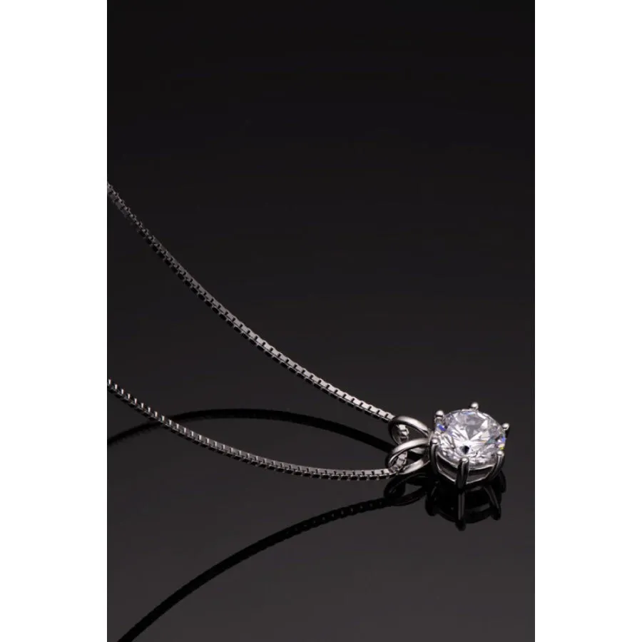 925 Sterling Silver 1 Carat Moissanite Pendant Necklace