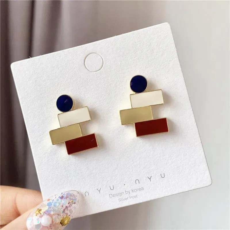 A6641 Metal Irregular Drops Oil Stud Earring Charm Jewelry