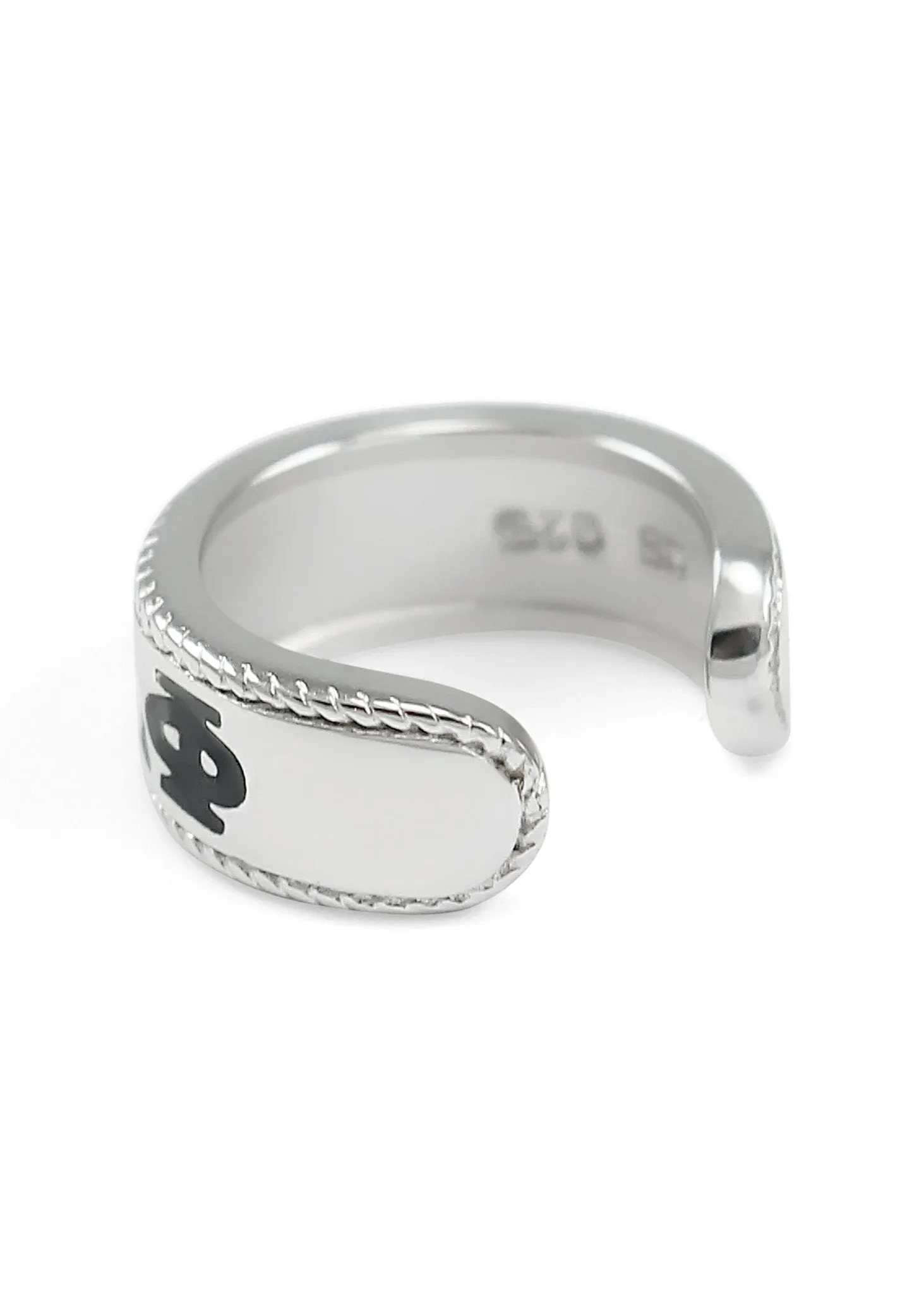 Alpha Phi Sterling Silver Ear Cuff with Black Enamel Greek letters