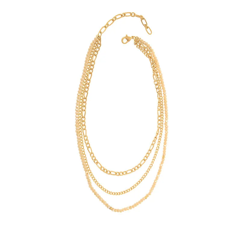 Alyssa Three Row Chain Bead Necklace