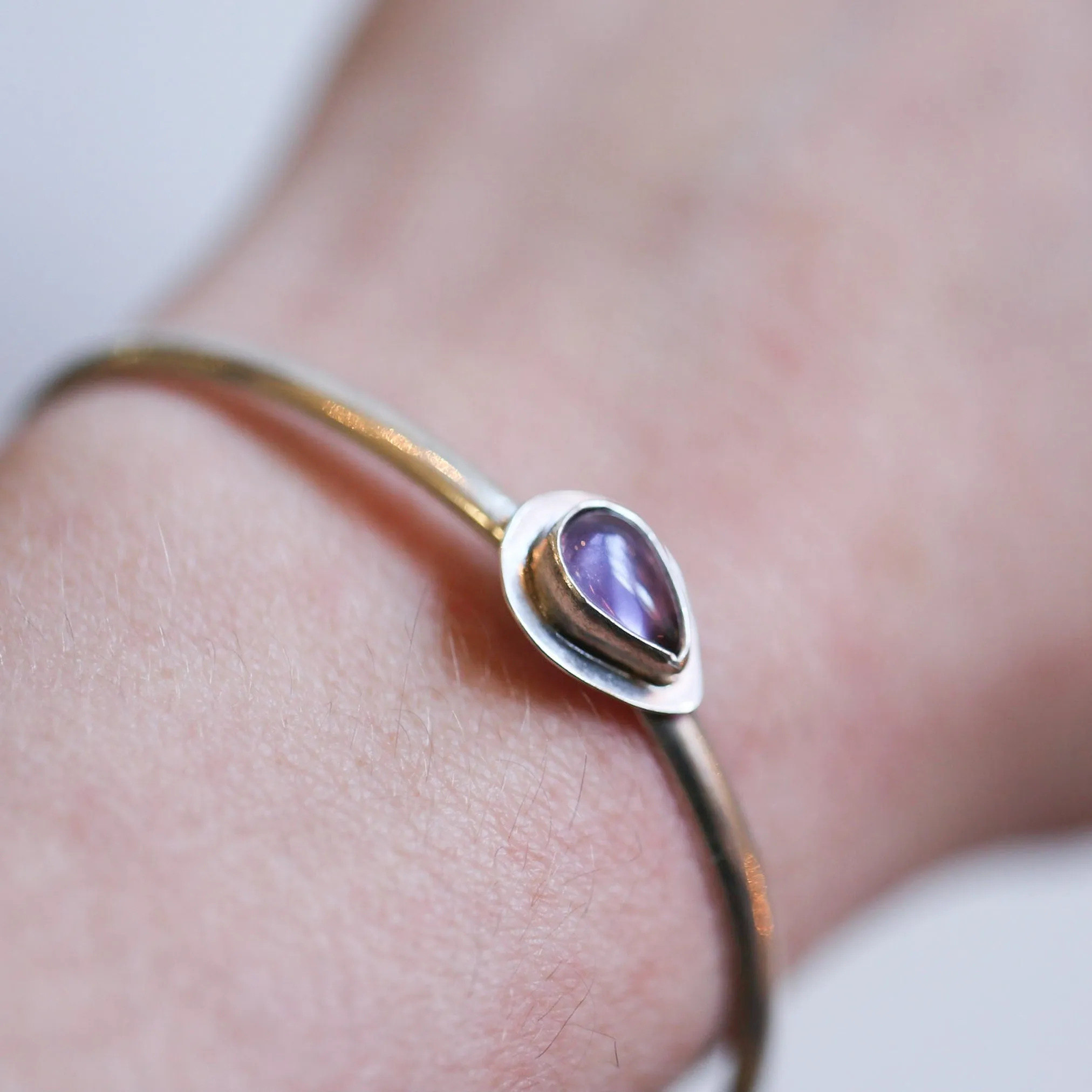 Amethyst Bracelet - Amethyst Cuff Bracelet - Open Back Amethyst Bangle