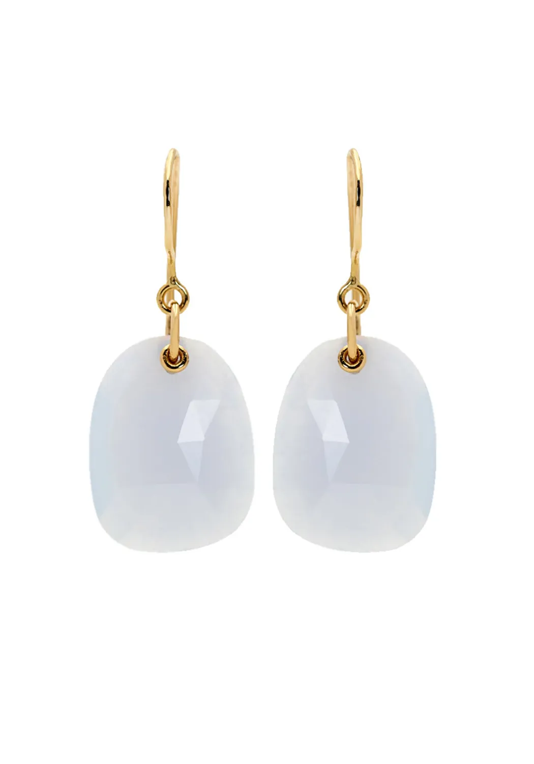 Anne Sportun 18KYG Milky Chalcedony Teardrop Earrings