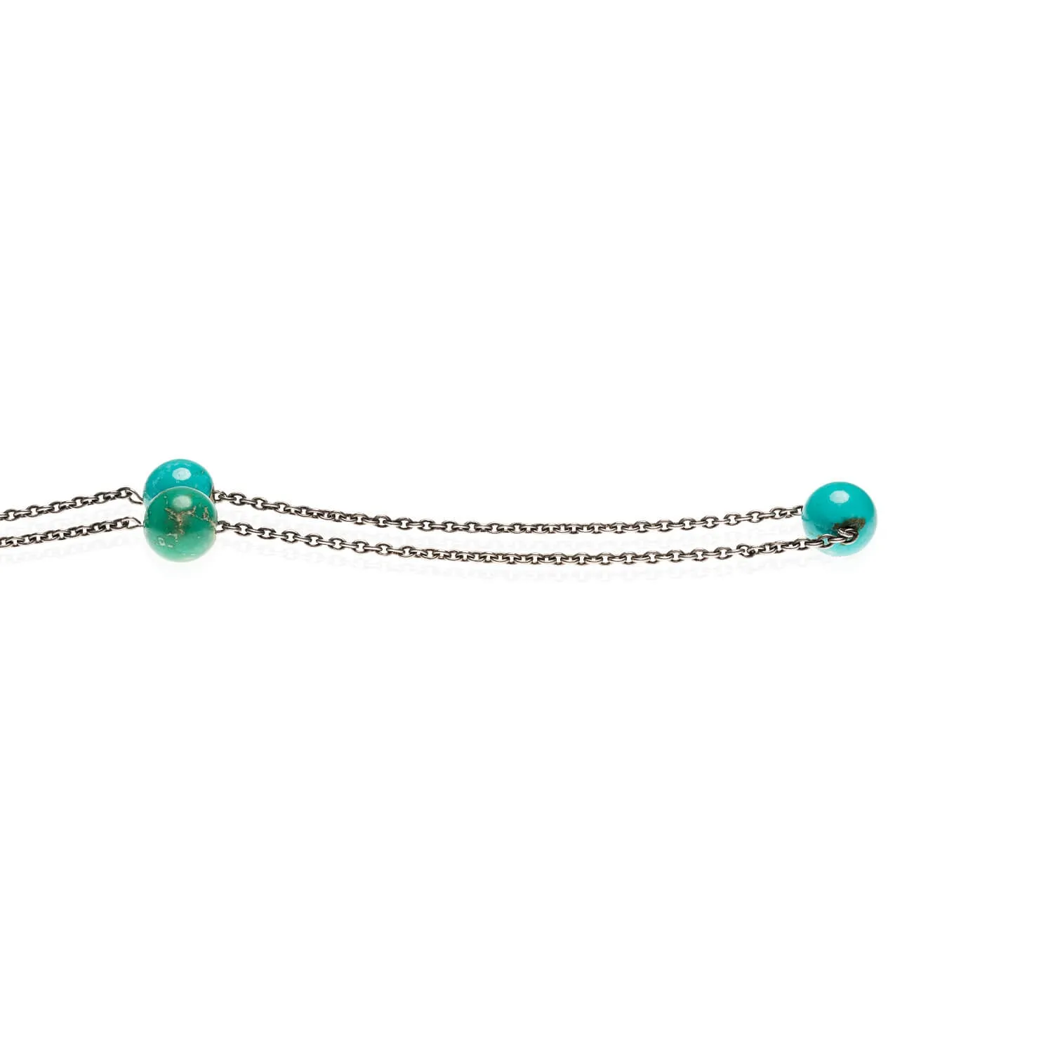 Art Deco Sterling   Turquoise Chain Necklace