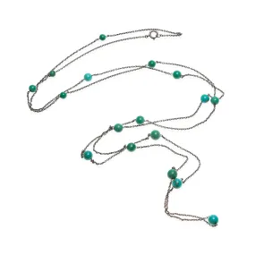 Art Deco Sterling   Turquoise Chain Necklace