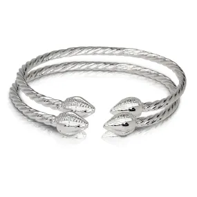 Better Jewelry, Cocoa Pod Ends Coiled Rope West Indian Bangles .925 Sterling Silver, 1 pair