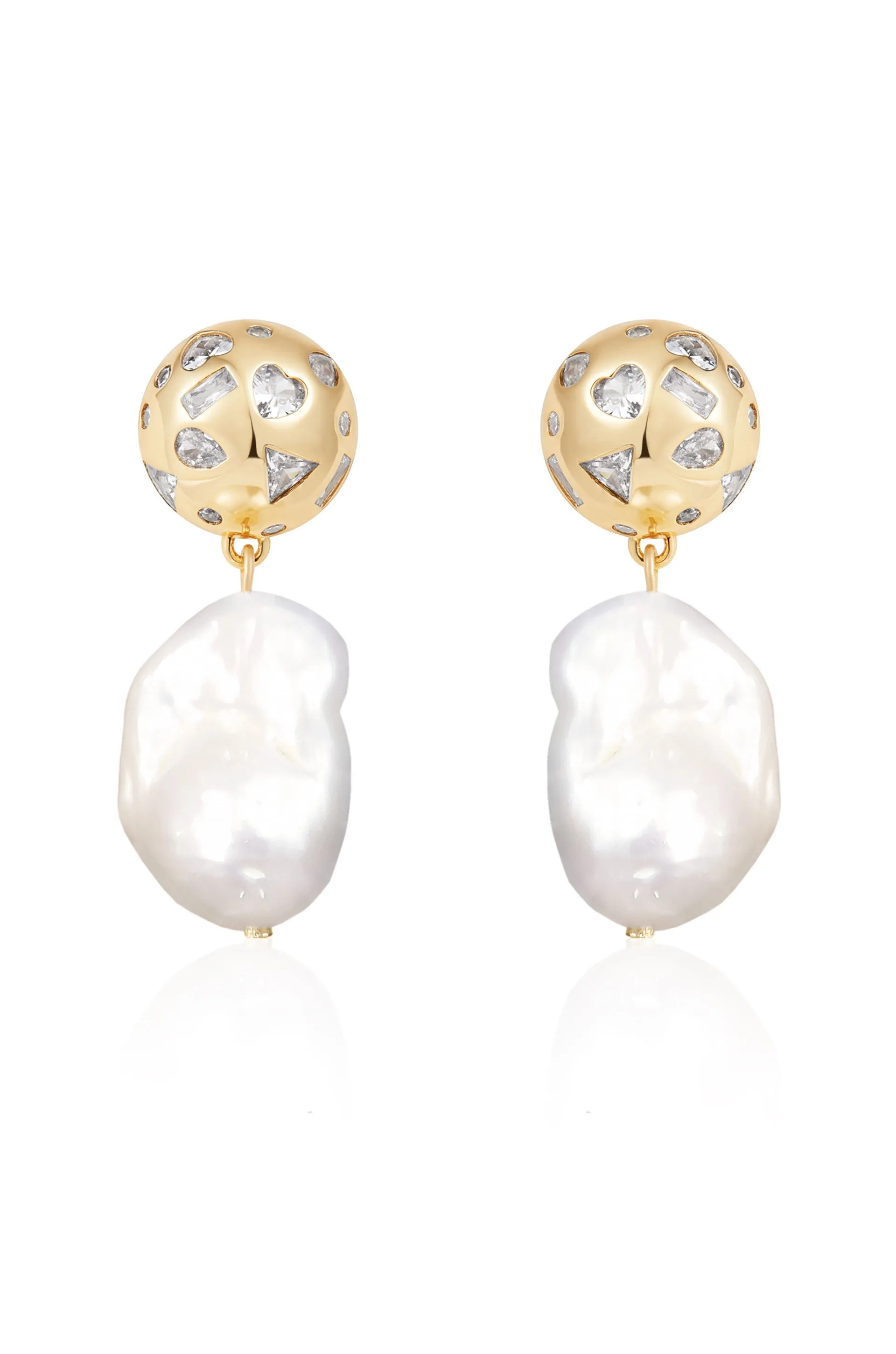 Bezel Ball Drop Pearl Earrings