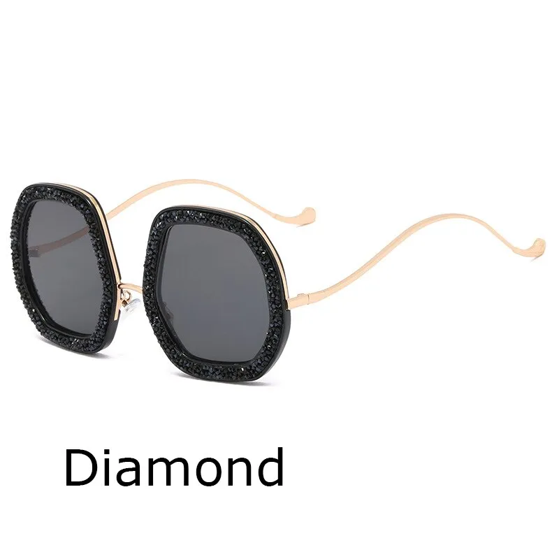 Big Frame Crystal Sun Glasses Women Cooling Designer Women Luxury Shades Lunette De Soleil Femme Googles Sunglasses Women 2022