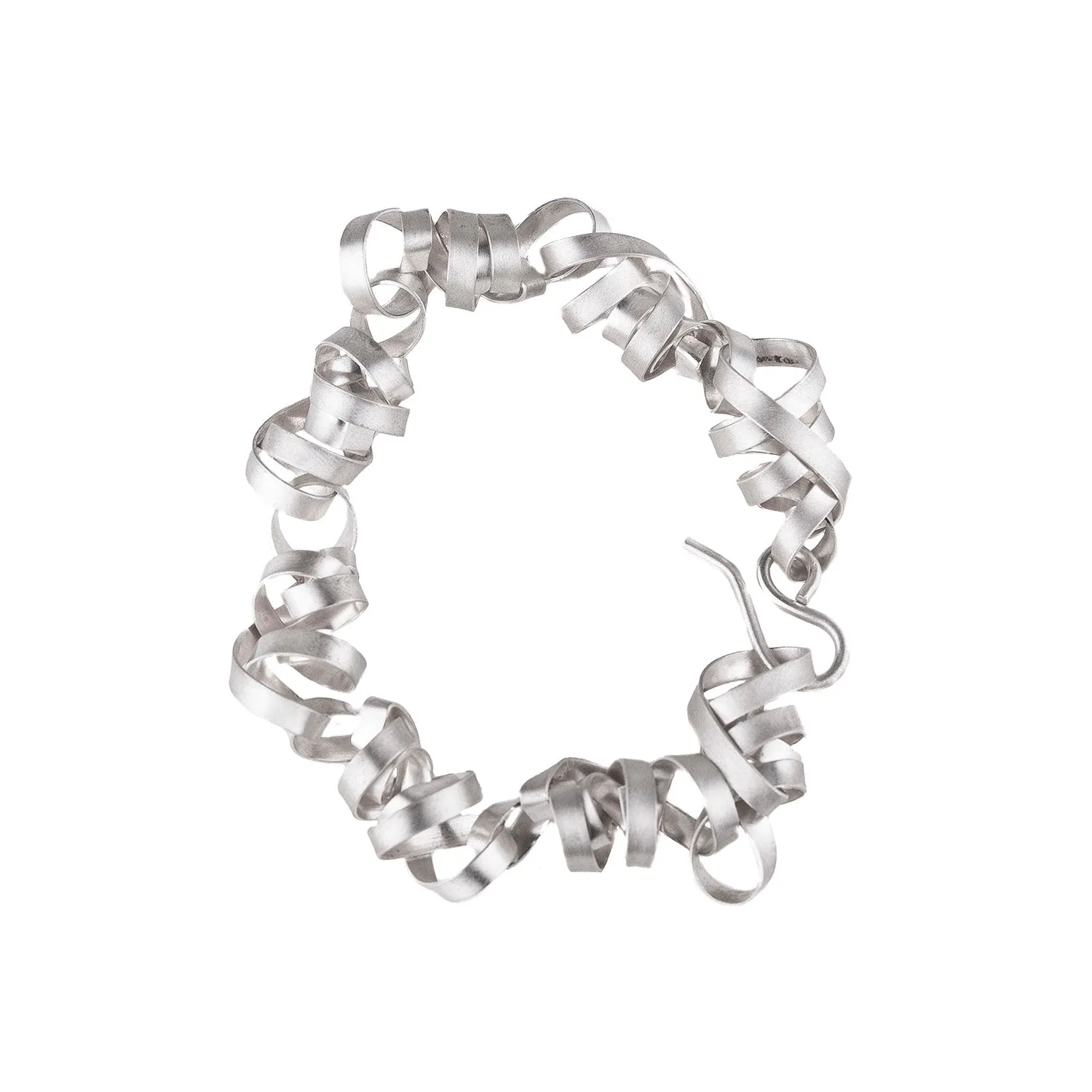 Bright Silver Ribbon Bracelet by Rina Young