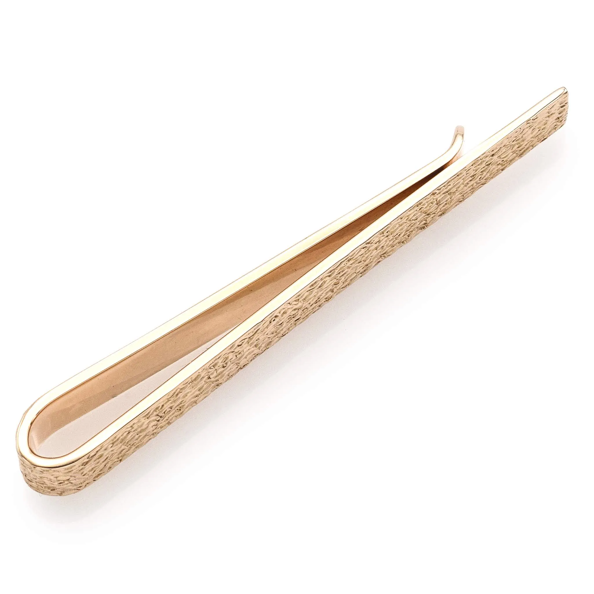 Cartier 14K Rose Gold Etched Men's Tie Clip Bar