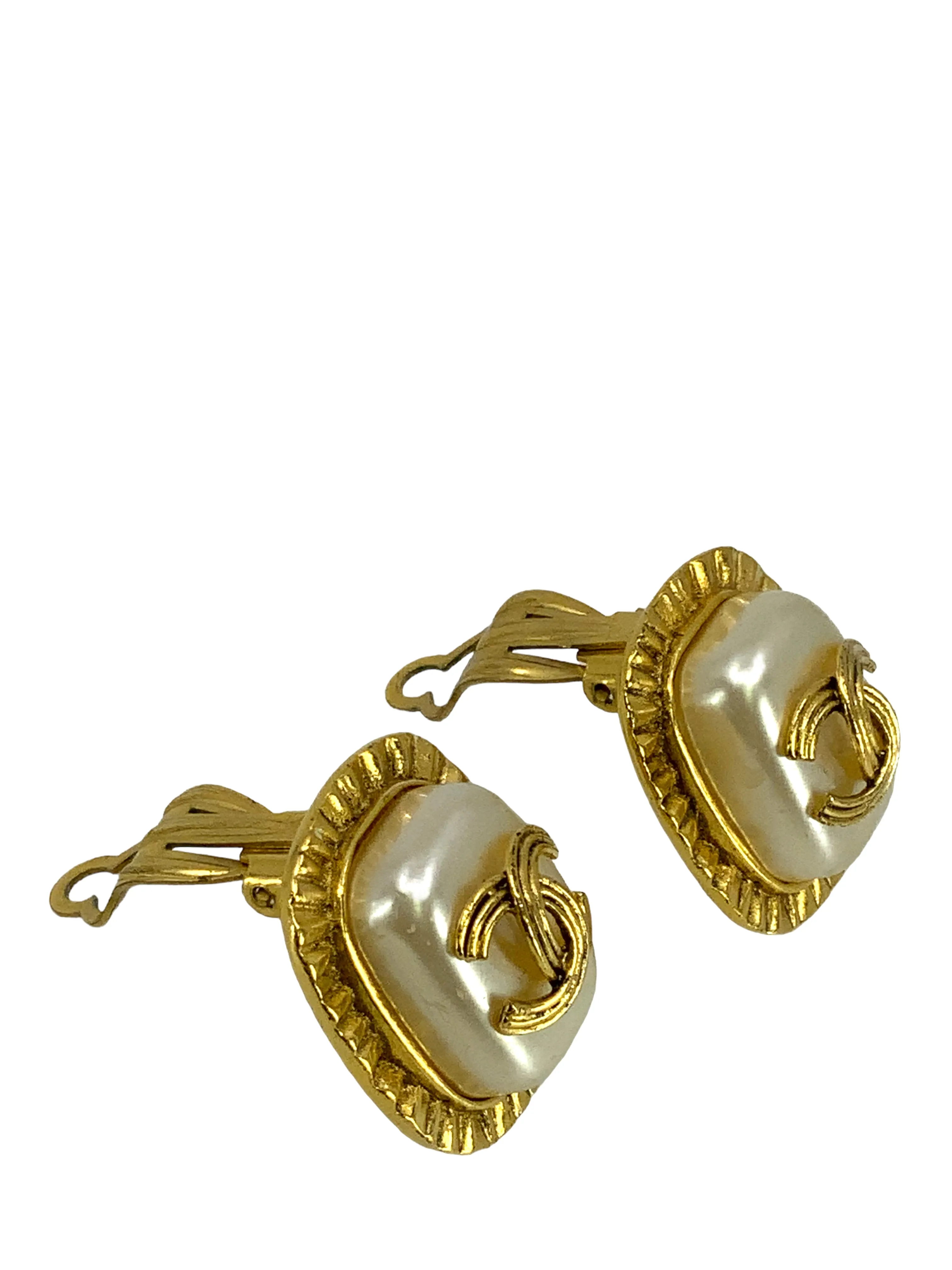 Chanel Vintage Gold CC Logo Clip-On Earrings