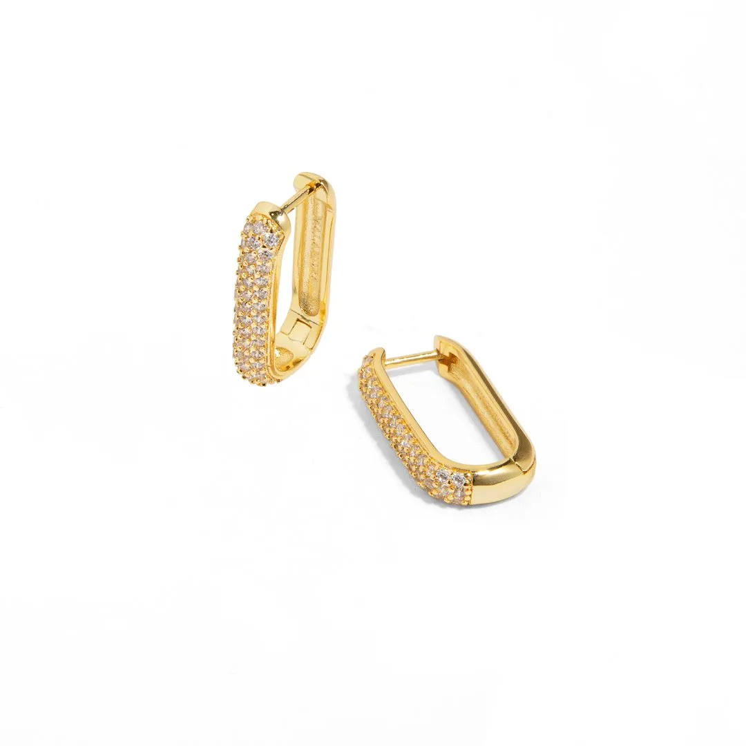 CLIP LINK PAVE EARRINGS