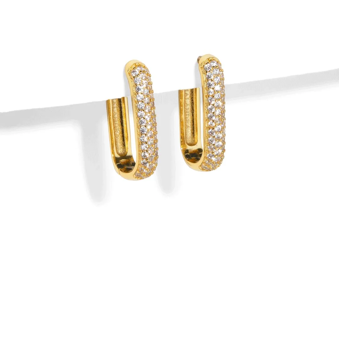 CLIP LINK PAVE EARRINGS