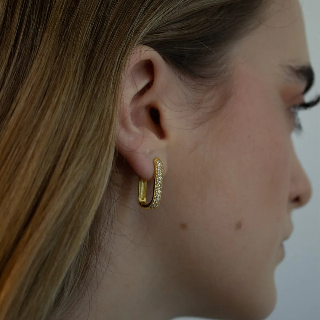 CLIP LINK PAVE EARRINGS