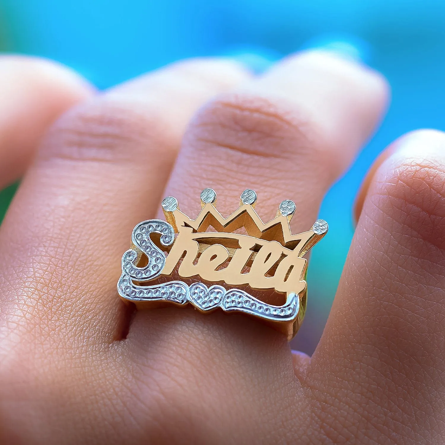 Custom Name Ring with Crown