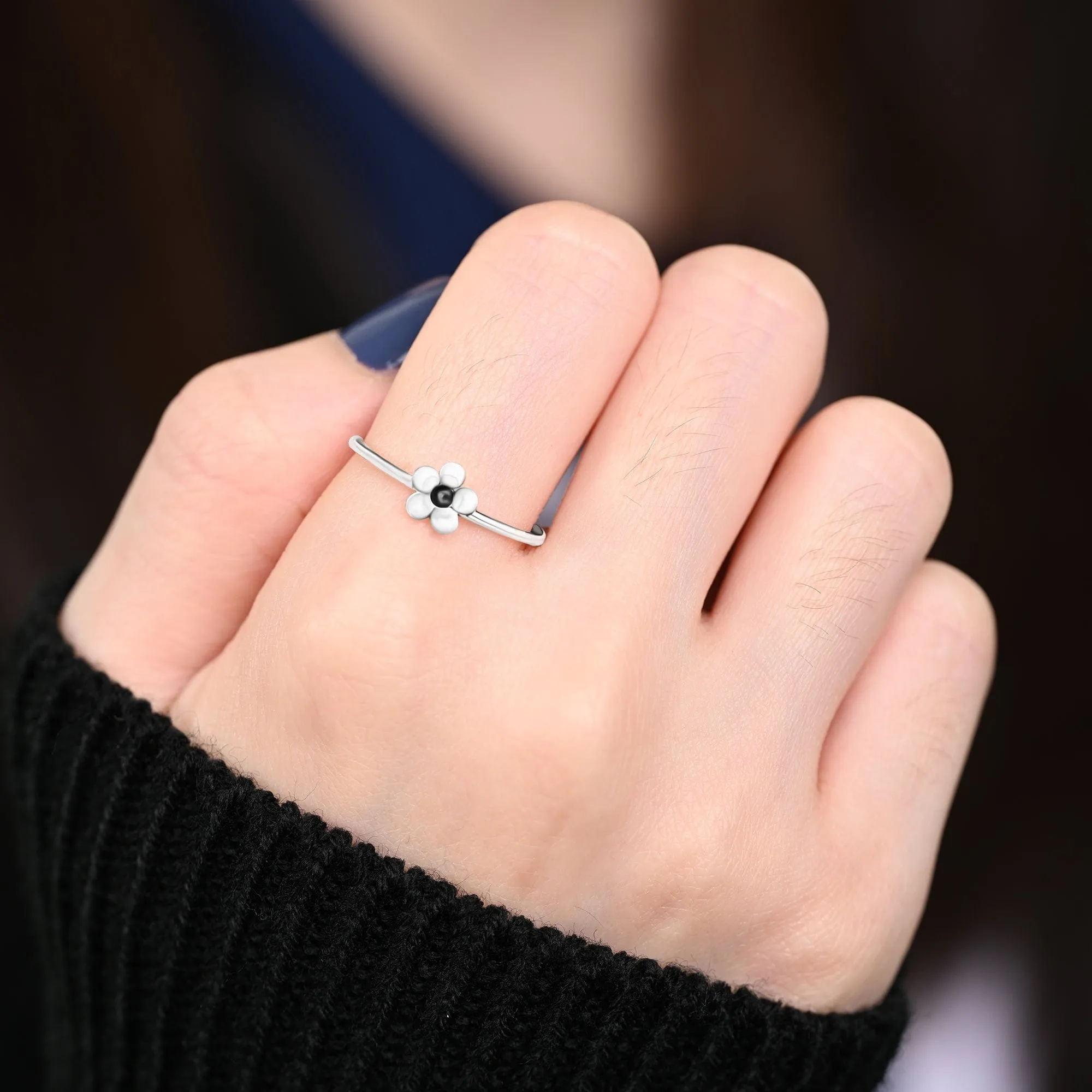 Dainty Flower Stackable Ring Sterling Silver