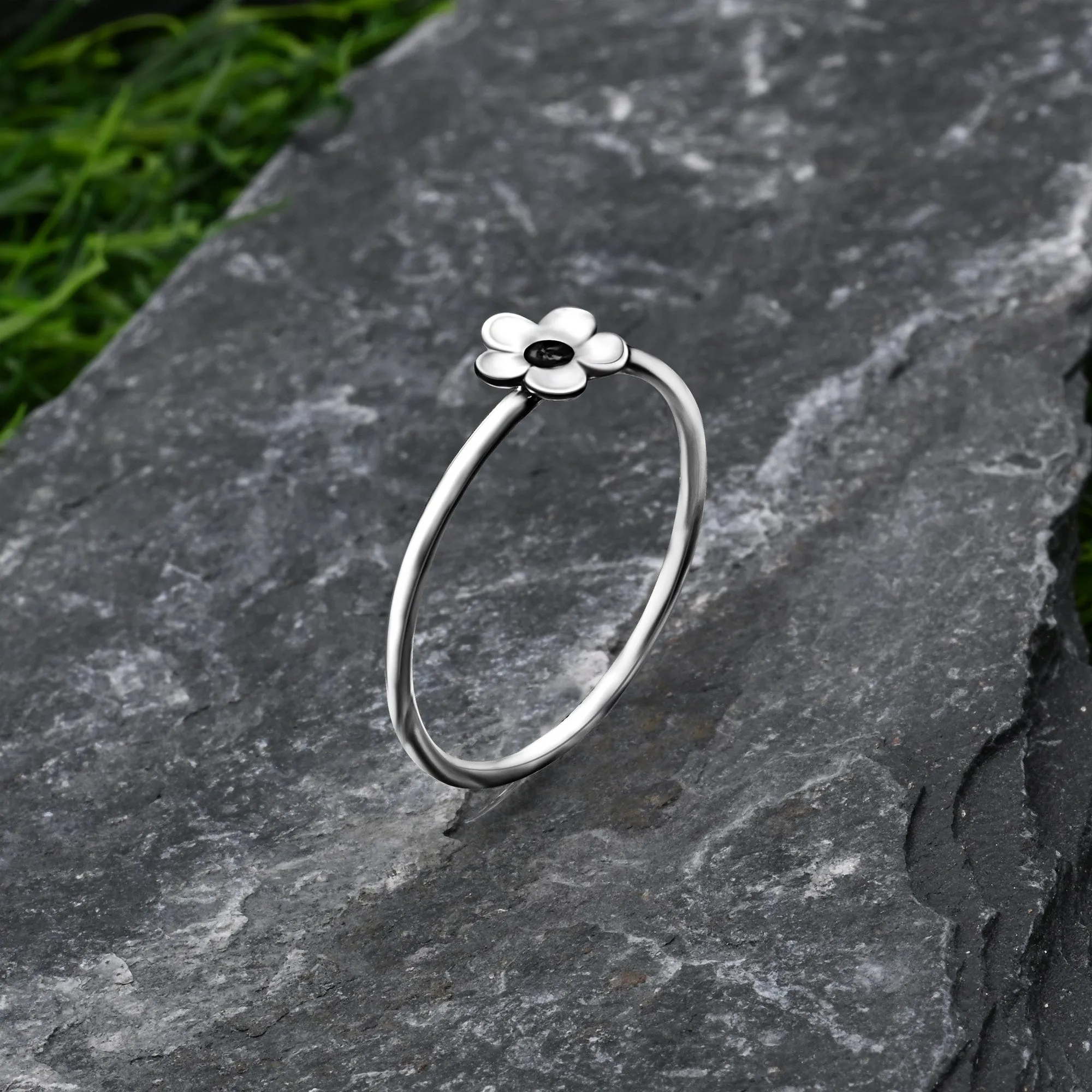 Dainty Flower Stackable Ring Sterling Silver