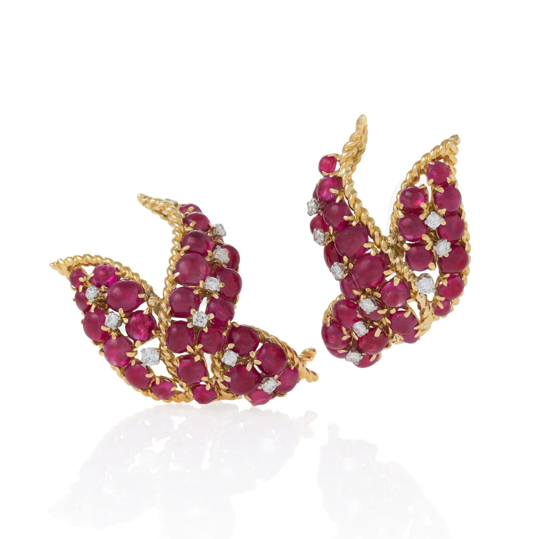 David Webb Ruby and Diamond Earrings